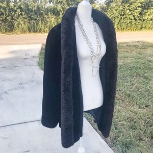 Vintage Black Fur Winter Coat Size L